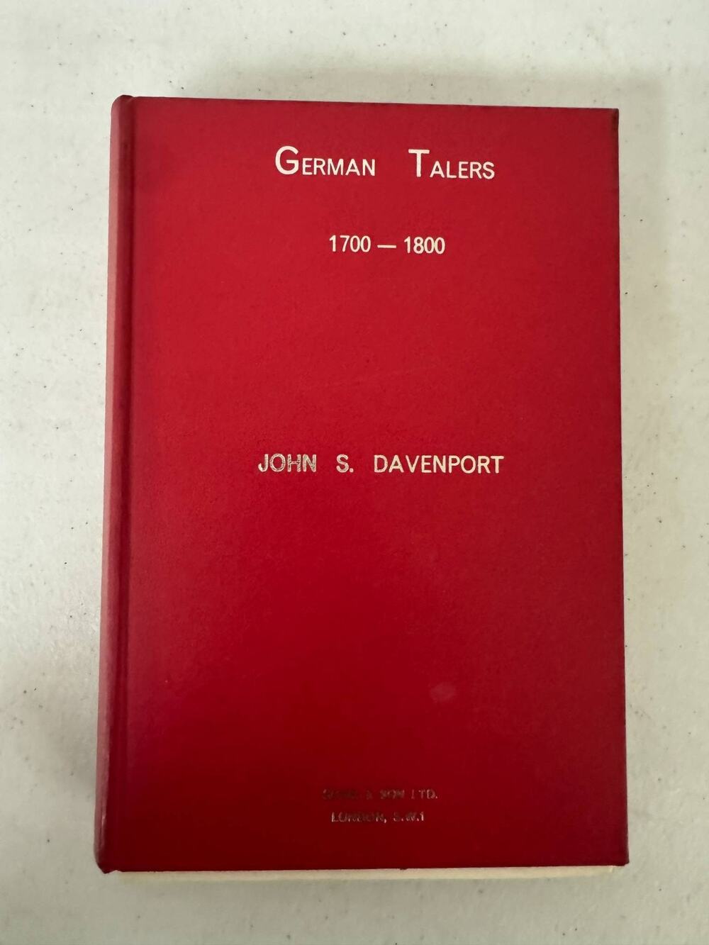German Talers 1700-1800 John S. Davenport Coin Collecting Reference Book Spink